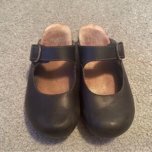 Dansko Mary Jane Rubber Sole Black Leather Clog